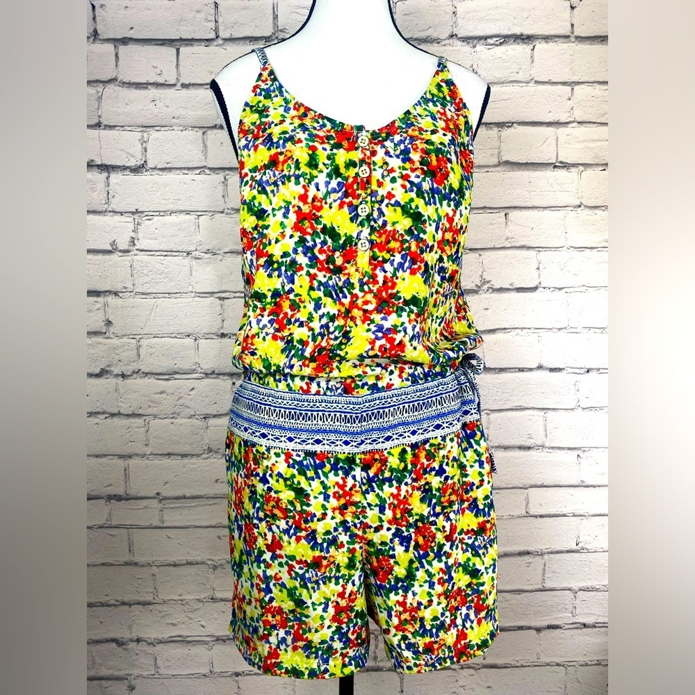 Cabi Floral Adjustable Waist Boho Romper Playsuit size Small